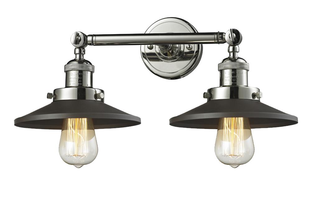 Railroad - 2 Light - 18 inch - Polished Nickel - Bath Vanity Light