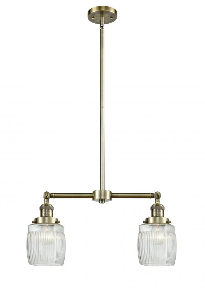 Colton - 2 Light - 22 inch - Antique Brass - Stem Hung - Island Light