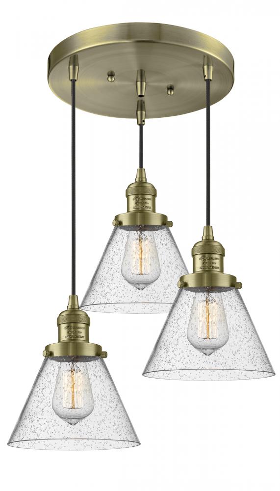 Large Cone 3 Light Multi-Pendant