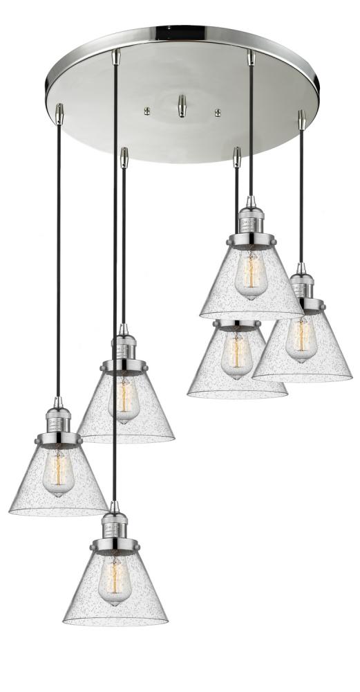 Large Cone 6 Light Multi-Pendant