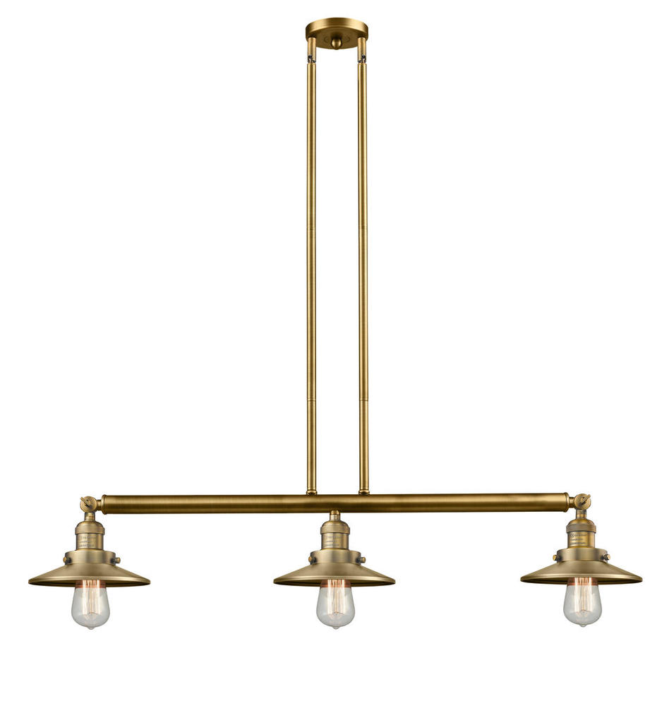 Railroad - 3 Light - 41 inch - Brushed Brass - Stem Hung - Island Light