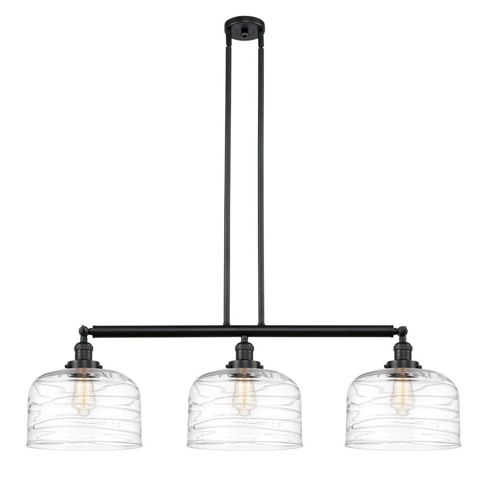 Bell - 3 Light - 42 inch - Matte Black - Stem Hung - Island Light