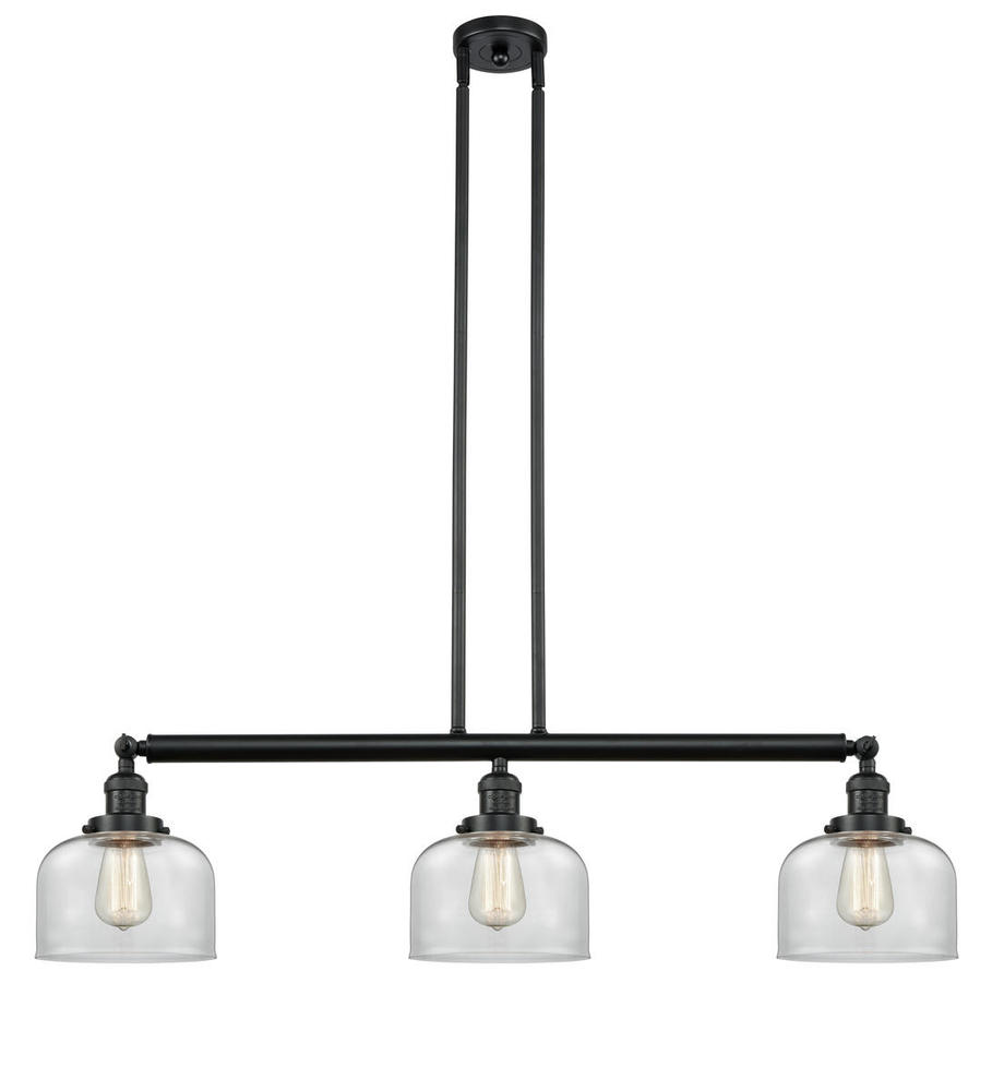 Bell - 3 Light - 41 inch - Matte Black - Stem Hung - Island Light