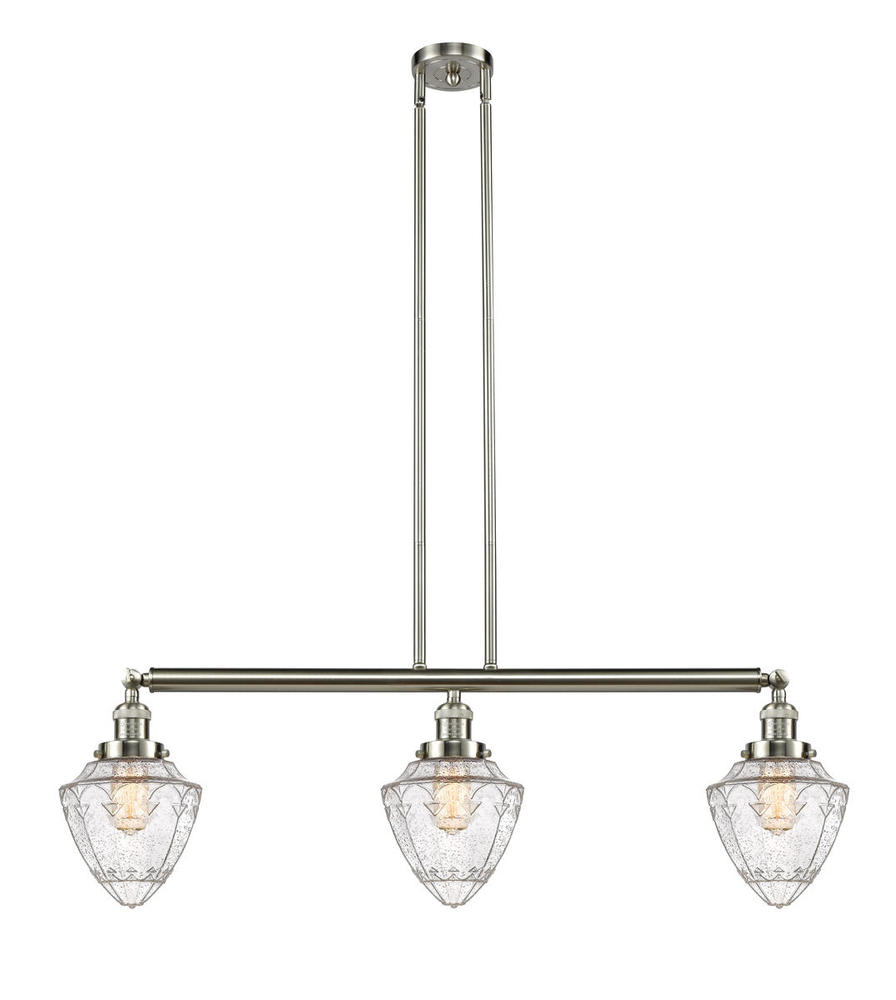 Bullet - 3 Light - 38 inch - Brushed Satin Nickel - Stem Hung - Island Light