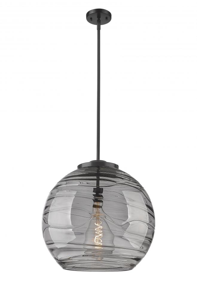 Athens Deco Swirl - 1 Light - 18 inch - Matte Black - Cord hung - Pendant