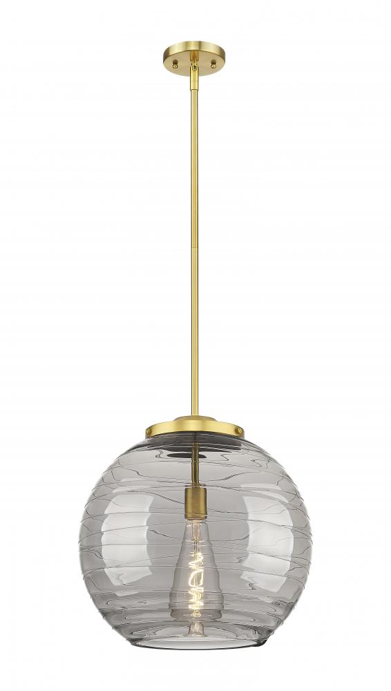 Athens Deco Swirl - 1 Light - 16 inch - Satin Gold - Cord hung - Pendant