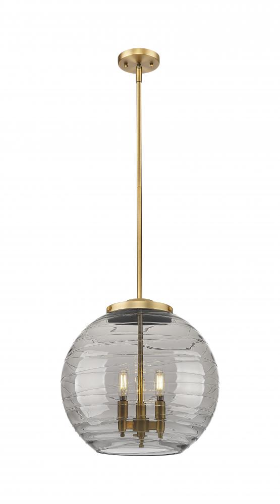 Athens Deco Swirl - 3 Light - 16 inch - Brushed Brass - Cord hung - Pendant