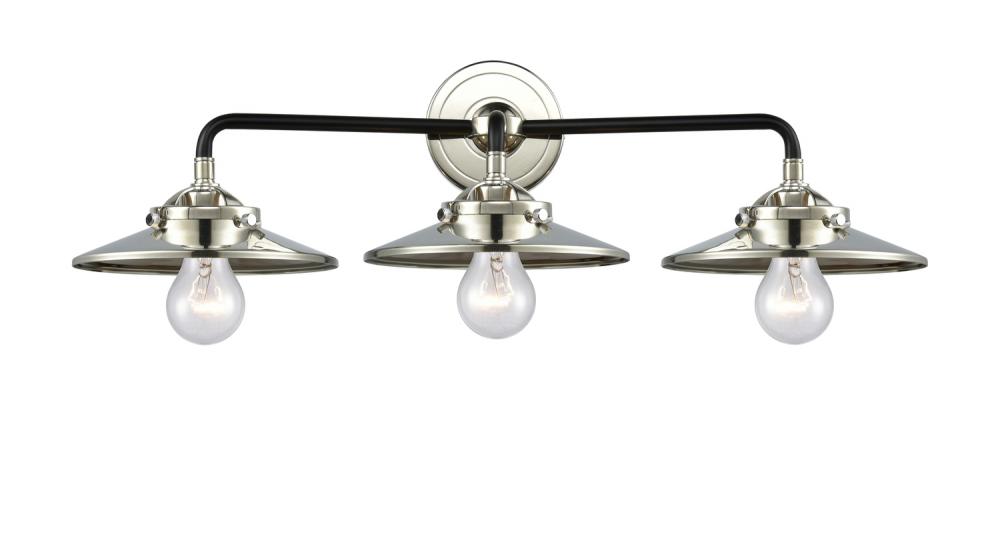 Railroad - 3 Light - 26 inch - Black Polished Nickel - Bath Vanity Light