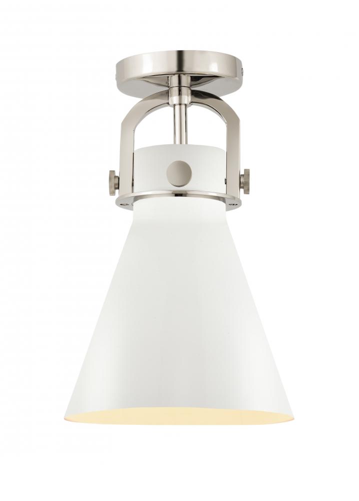 Newton Cone - 1 Light - 8 inch - Polished Nickel - Flush Mount