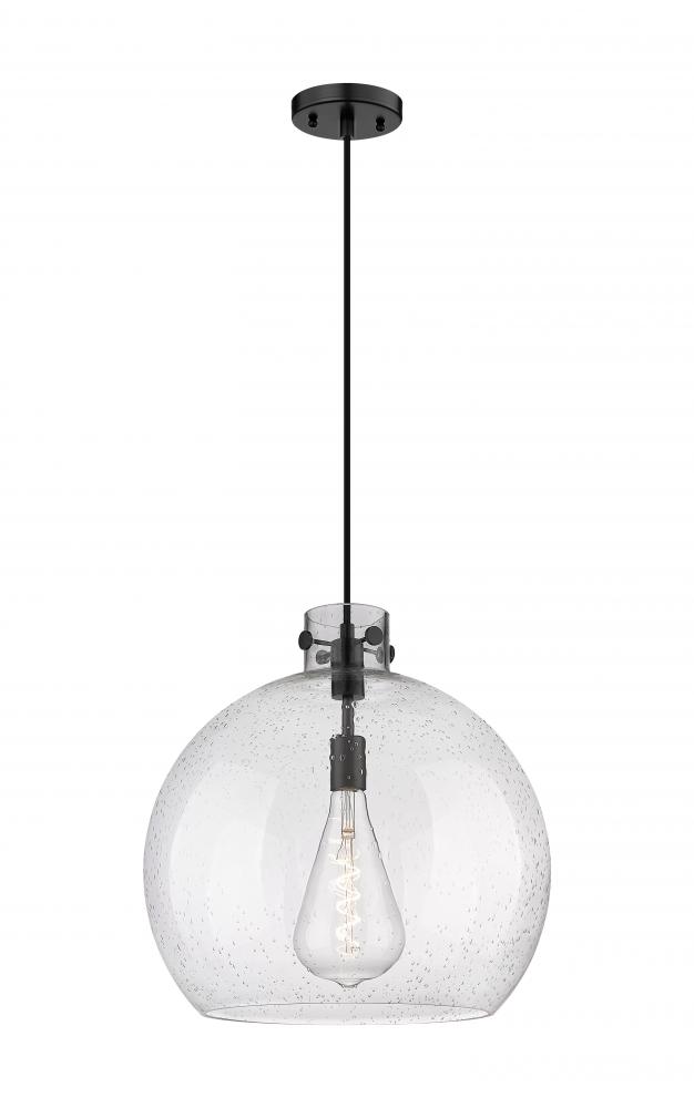 Newton Sphere - 1 Light - 18 inch - Matte Black - Cord hung - Pendant