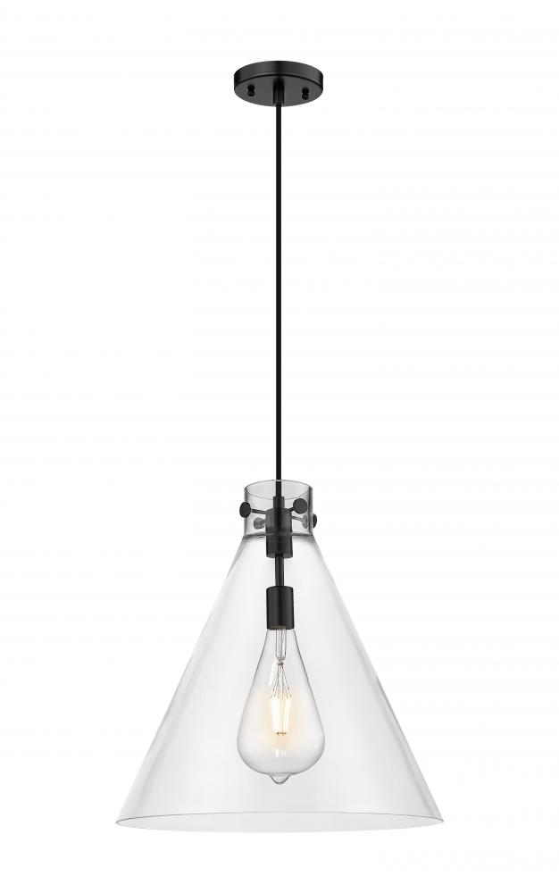 Newton Cone - 1 Light - 18 inch - Matte Black - Cord hung - Pendant