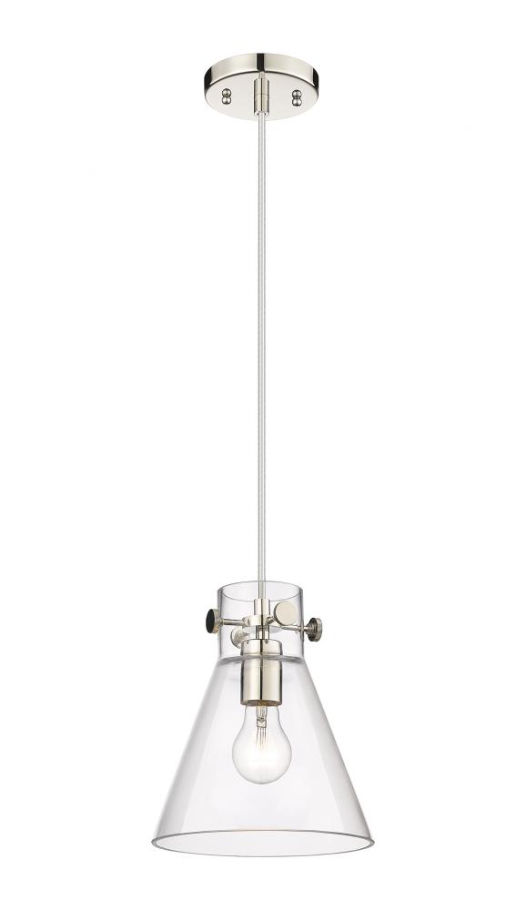 Newton Cone - 1 Light - 8 inch - Polished Nickel - Cord hung - Pendant