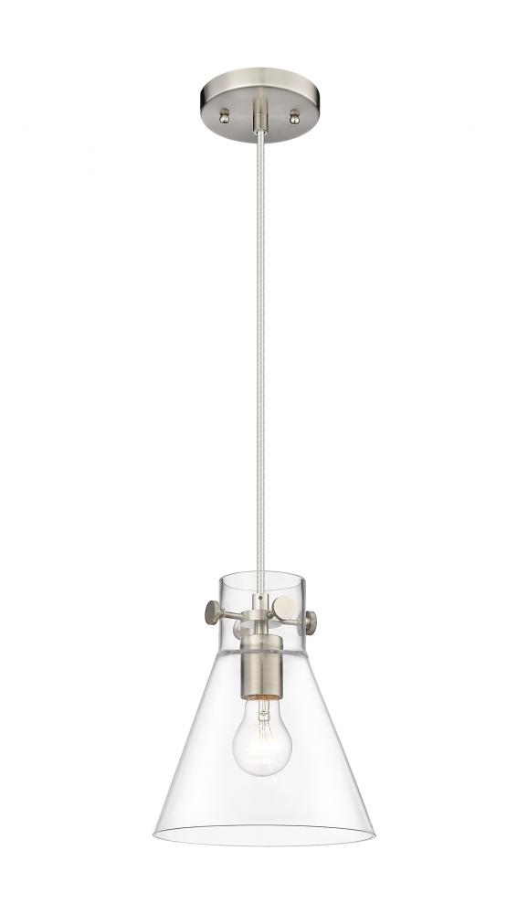 Newton Cone - 1 Light - 8 inch - Brushed Satin Nickel - Cord hung - Pendant