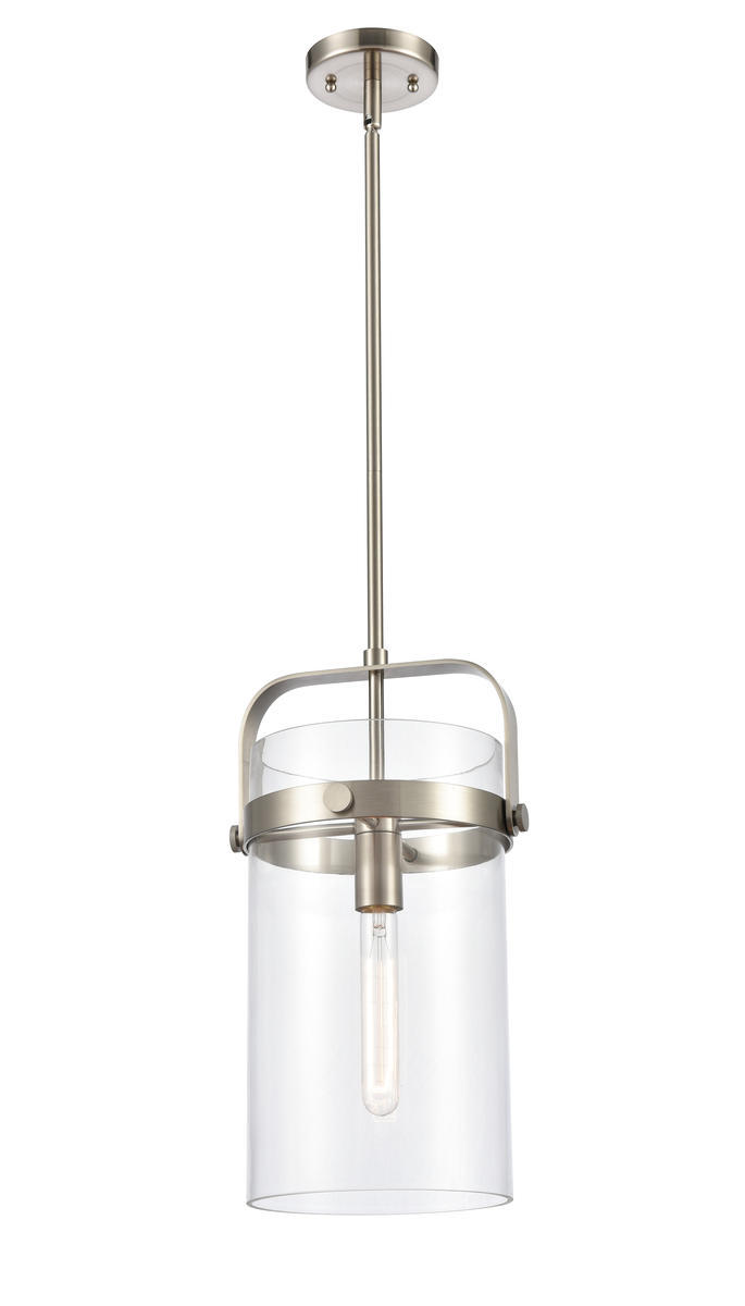 Pilaster - 1 Light - 8 inch Glass - Brushed Satin Nickel - Cord hung - Mini Pendant