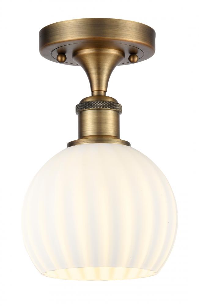 White Venetian - 1 Light - 6 inch - Brushed Brass - Semi-Flush Mount