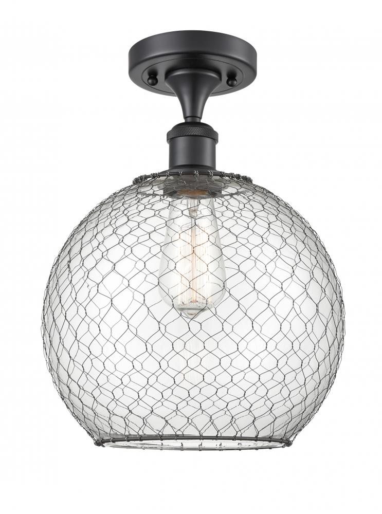 Large Farmhouse Chicken Wire 1 Light Semi-Flush Mount