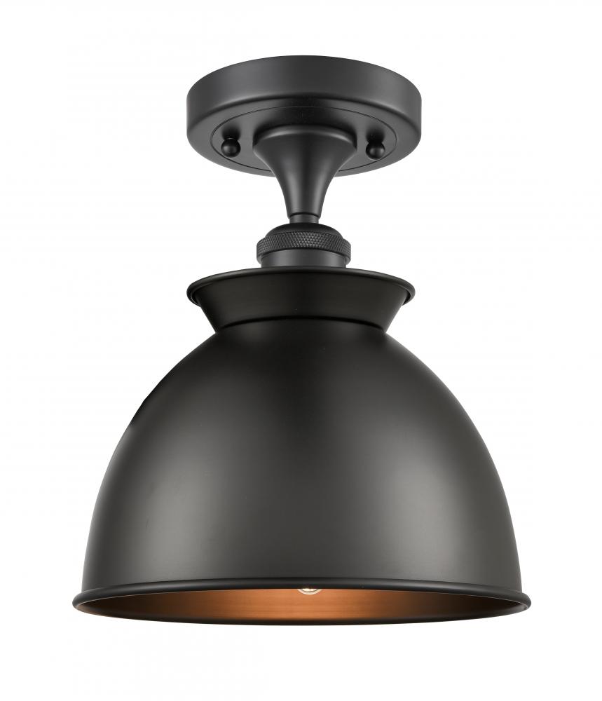 Adirondack - 1 Light - 8 inch - Matte Black - Semi-Flush Mount