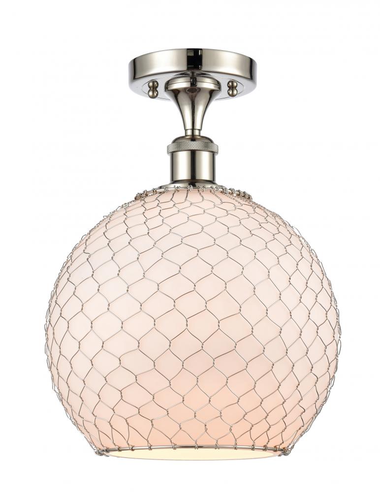 Large Farmhouse Chicken Wire 1 Light Semi-Flush Mount