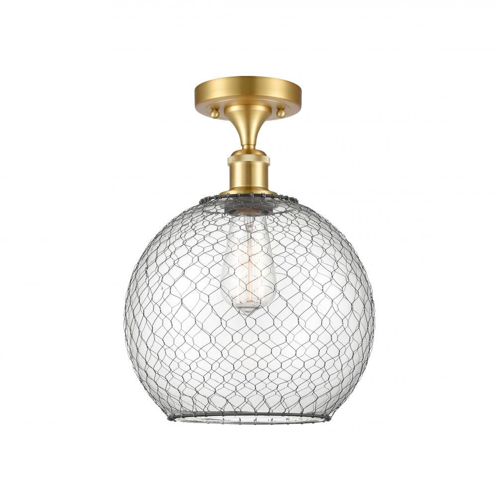 Large Farmhouse Chicken Wire 1 Light Semi-Flush Mount