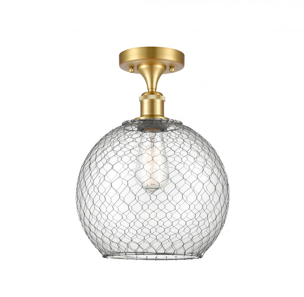 Large Farmhouse Chicken Wire 1 Light Semi-Flush Mount