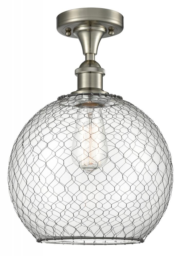 Large Farmhouse Chicken Wire 1 Light Semi-Flush Mount