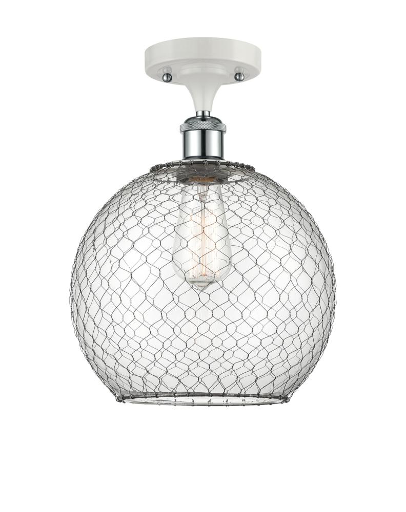 Large Farmhouse Chicken Wire 1 Light Semi-Flush Mount