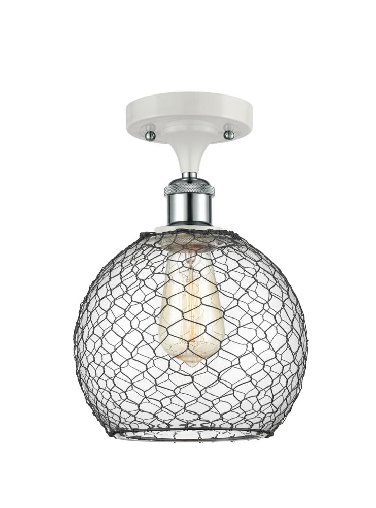 Farmhouse Chicken Wire 1 Light Semi-Flush Mount