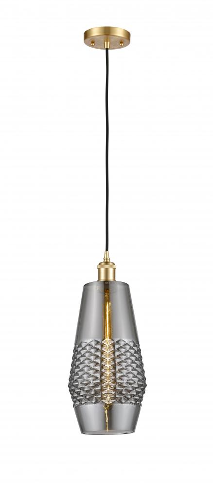 Windham - 1 Light - 7 inch - Satin Gold - Cord hung - Mini Pendant