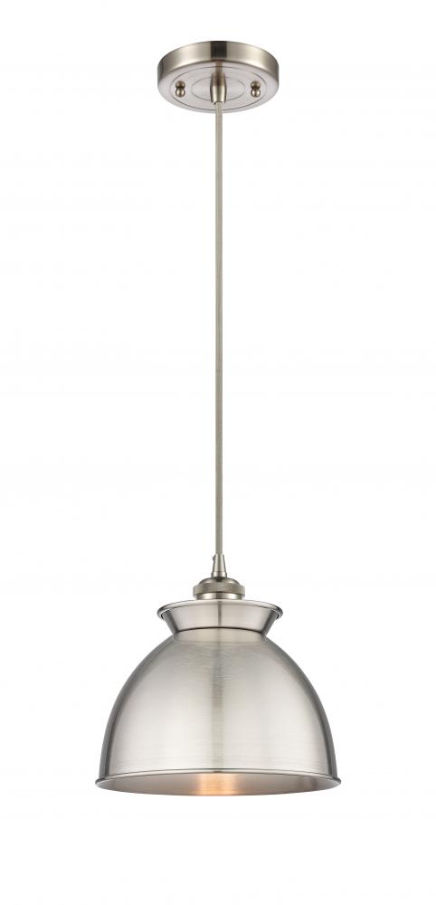 Adirondack - 1 Light - 8 inch - Brushed Satin Nickel - Cord hung - Mini Pendant