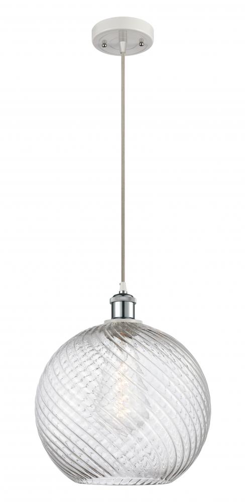 Athens Twisted Swirl - 1 Light - 12 inch - White Polished Chrome - Cord hung - Mini Pendant