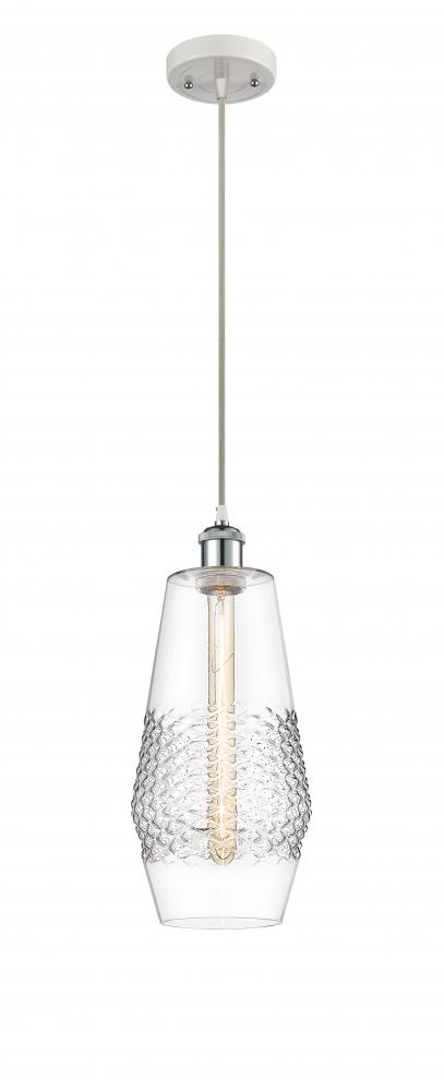 Windham - 1 Light - 7 inch - White Polished Chrome - Cord hung - Mini Pendant