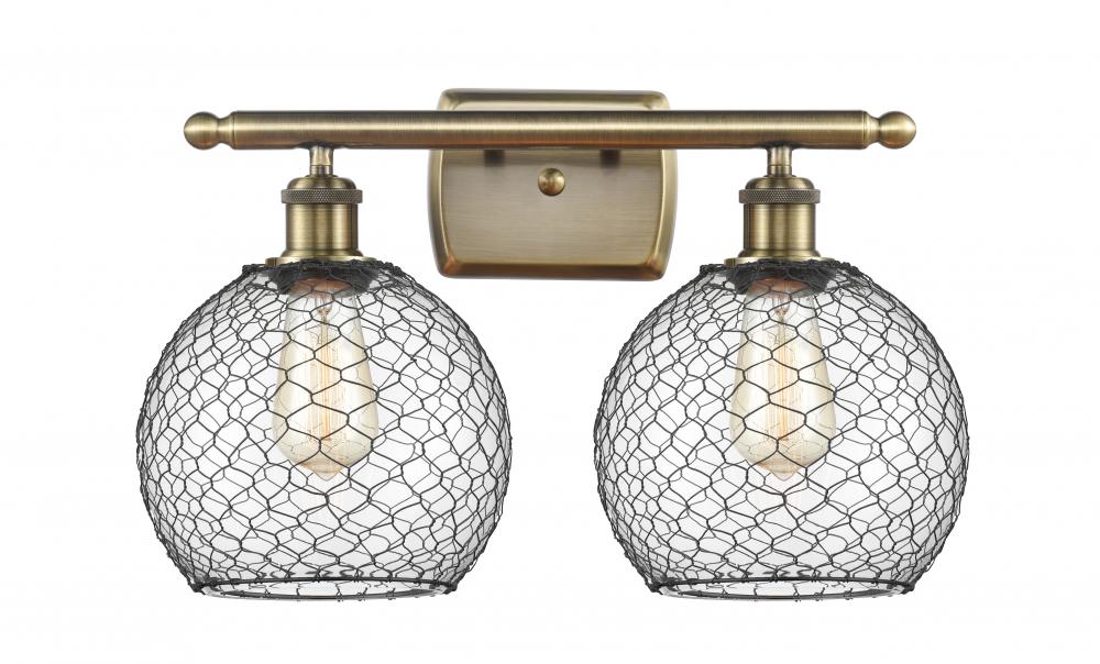 Farmhouse Chicken Wire 2 Light Bath Vanity Light