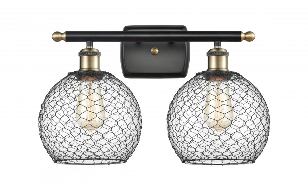 Farmhouse Chicken Wire 2 Light Bath Vanity Light