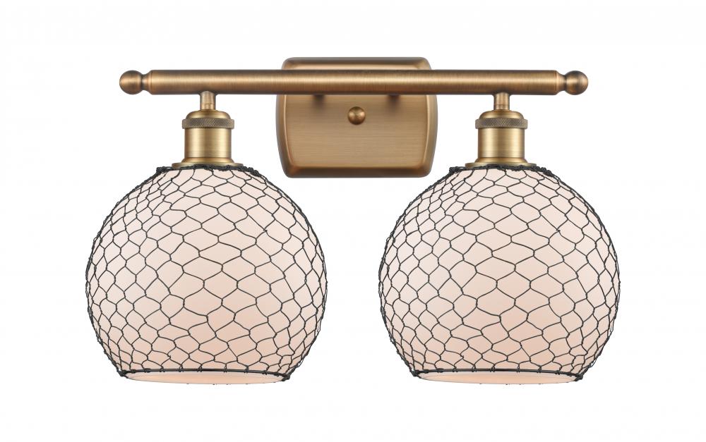 Farmhouse Chicken Wire 2 Light Bath Vanity Light