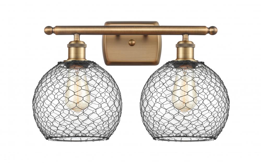 Farmhouse Chicken Wire 2 Light Bath Vanity Light