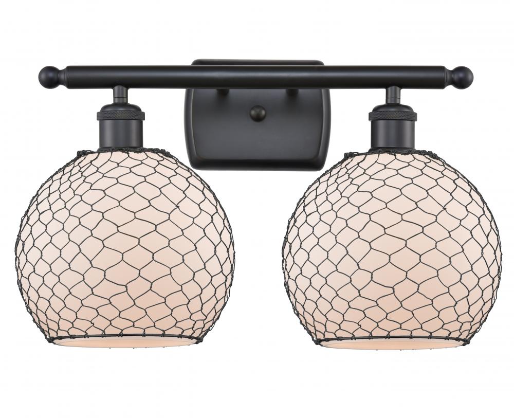 Farmhouse Chicken Wire 2 Light Bath Vanity Light