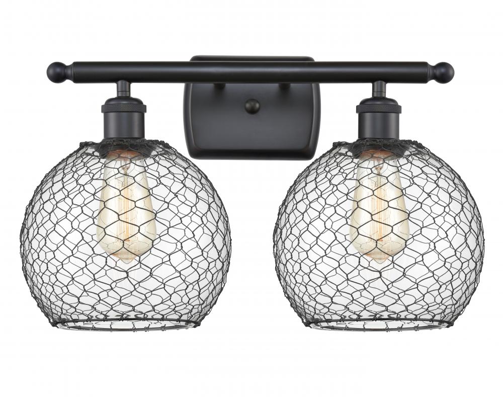 Farmhouse Chicken Wire 2 Light Bath Vanity Light