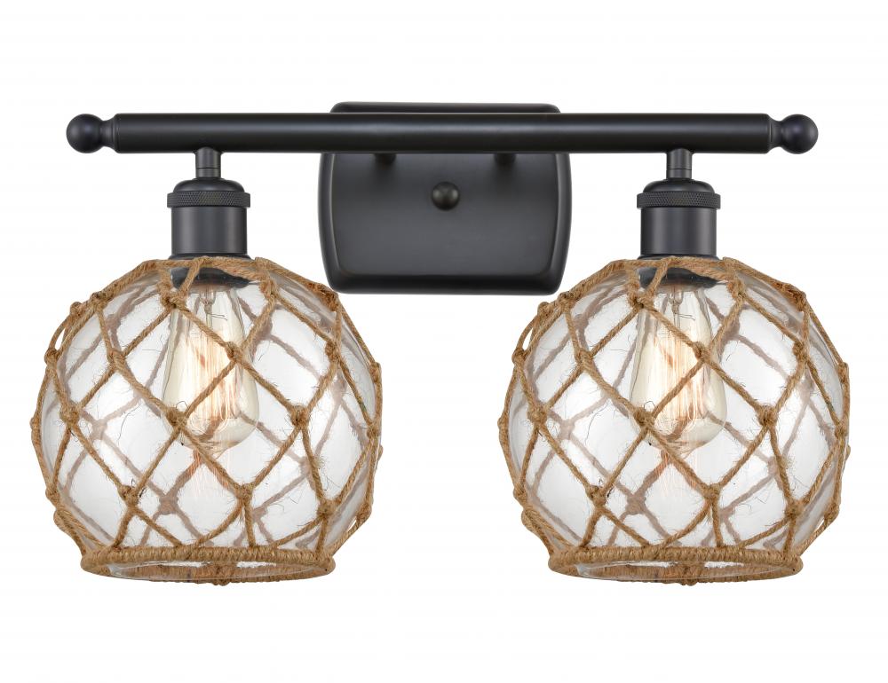 Farmhouse Rope - 2 Light - 18 inch - Matte Black - Bath Vanity Light