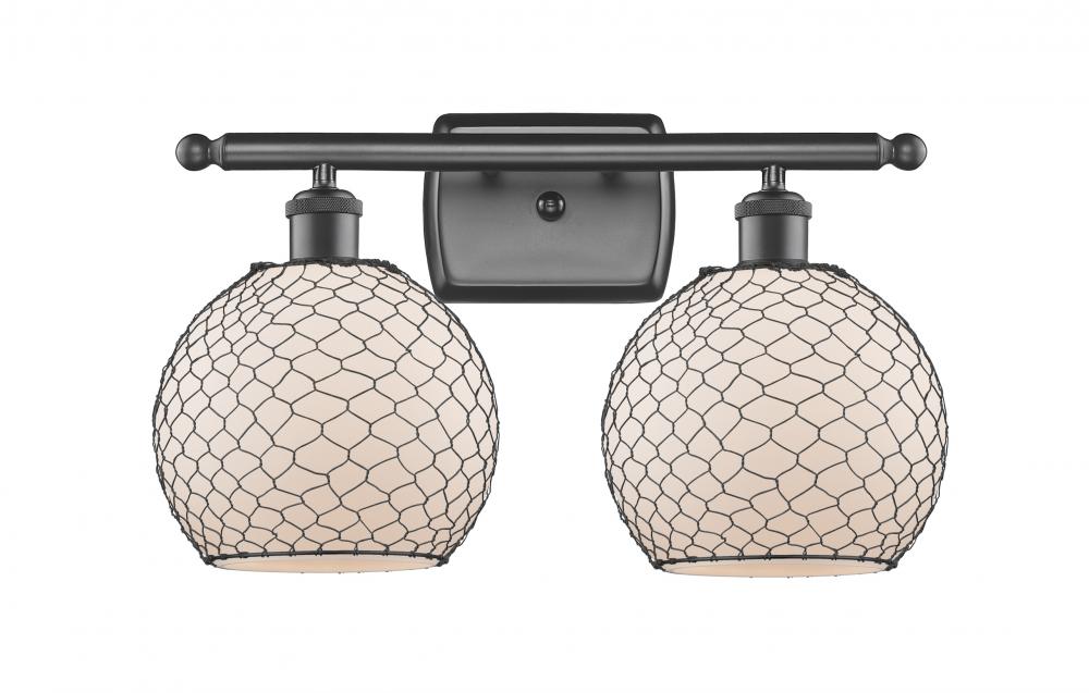 Farmhouse Chicken Wire 2 Light Bath Vanity Light