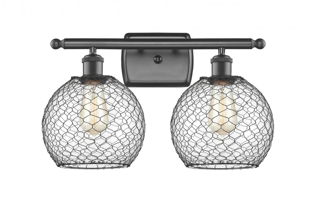 Farmhouse Chicken Wire 2 Light Bath Vanity Light