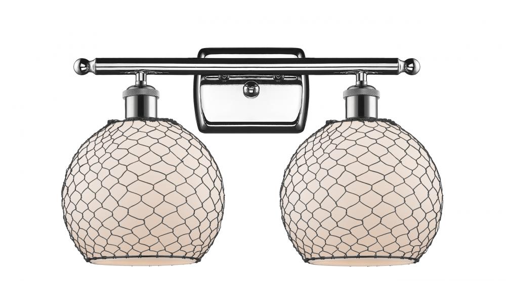 Farmhouse Chicken Wire 2 Light Bath Vanity Light