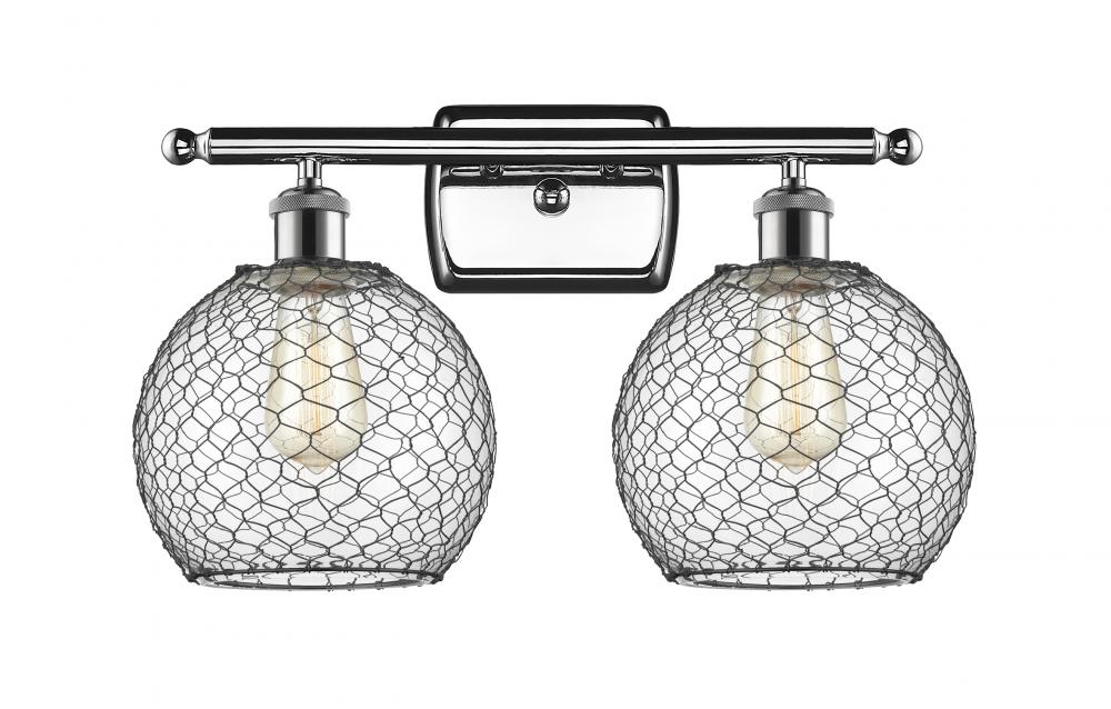 Farmhouse Chicken Wire 2 Light Bath Vanity Light