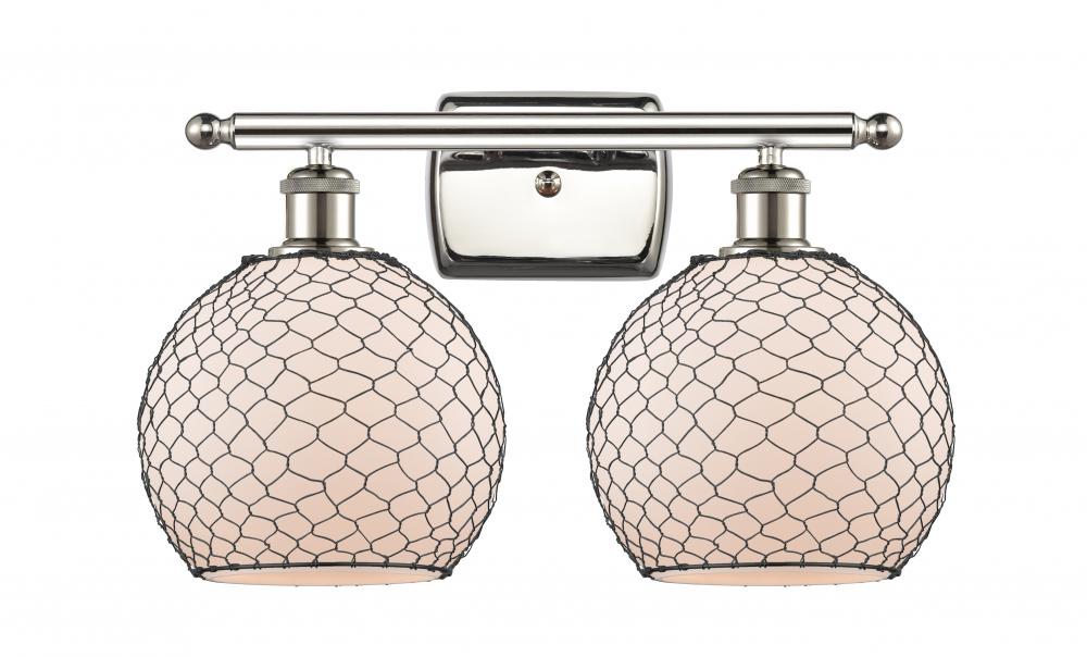 Farmhouse Chicken Wire 2 Light Bath Vanity Light