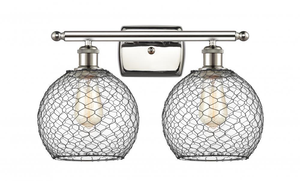 Farmhouse Chicken Wire 2 Light Bath Vanity Light