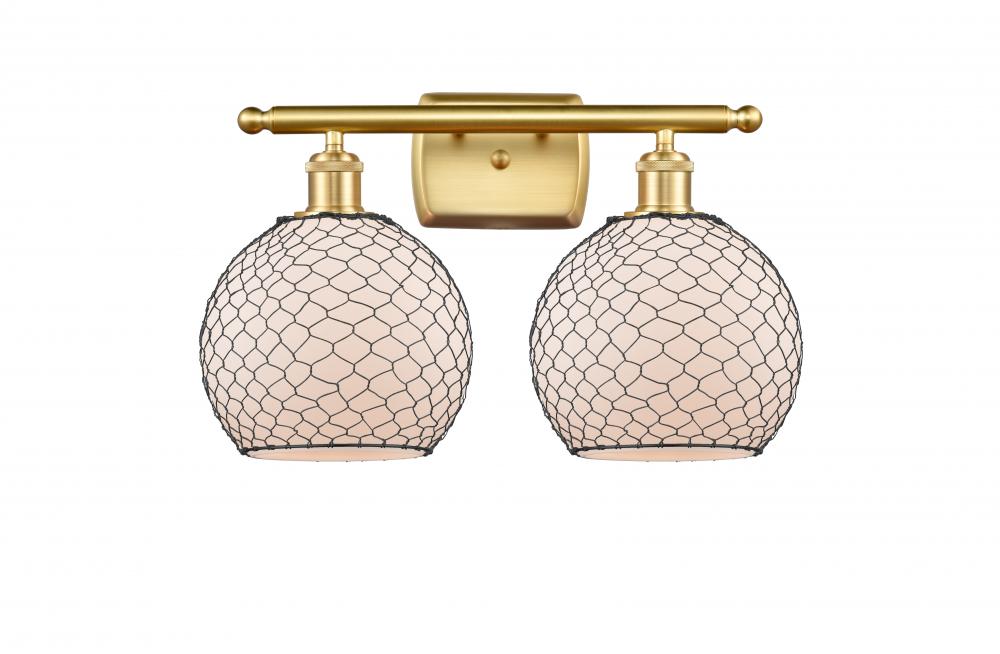 Farmhouse Chicken Wire 2 Light Bath Vanity Light