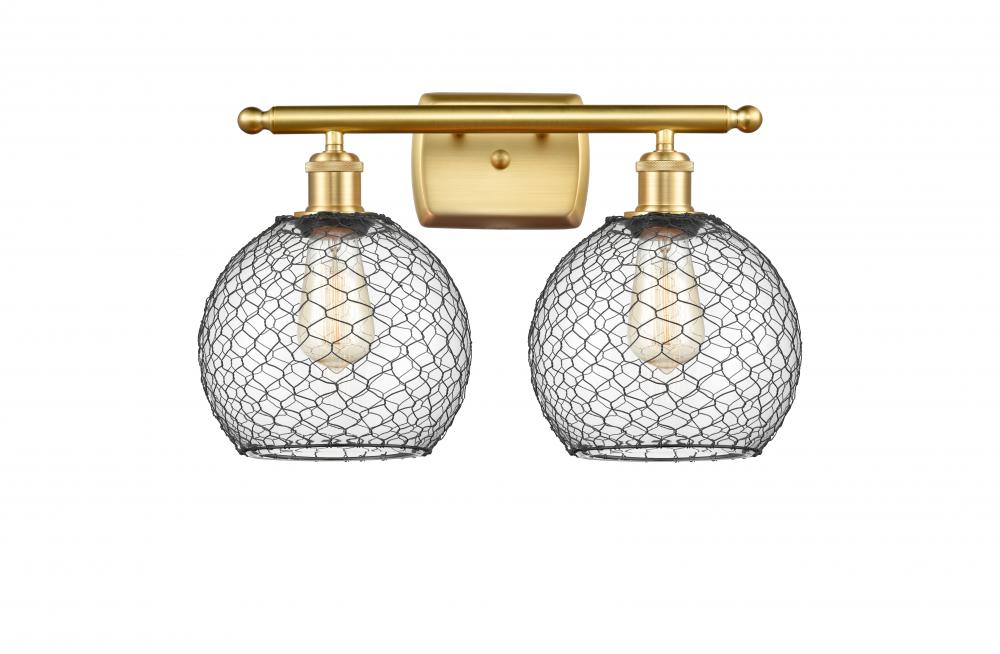 Farmhouse Chicken Wire 2 Light Bath Vanity Light