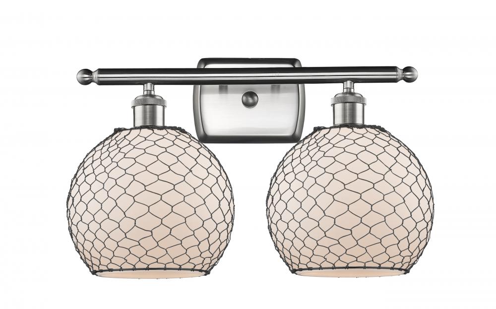 Farmhouse Chicken Wire 2 Light Bath Vanity Light