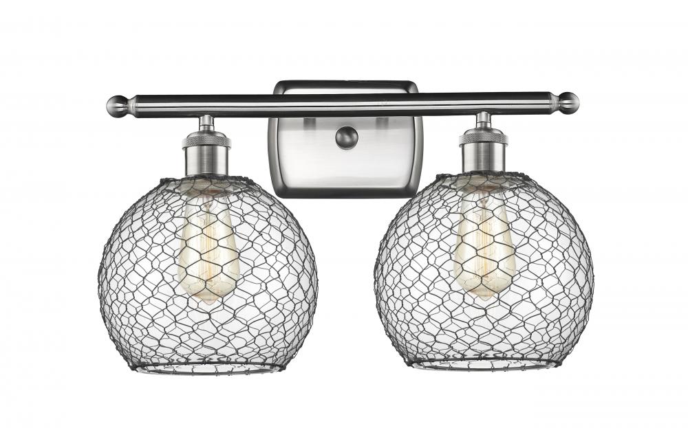 Farmhouse Chicken Wire 2 Light Bath Vanity Light