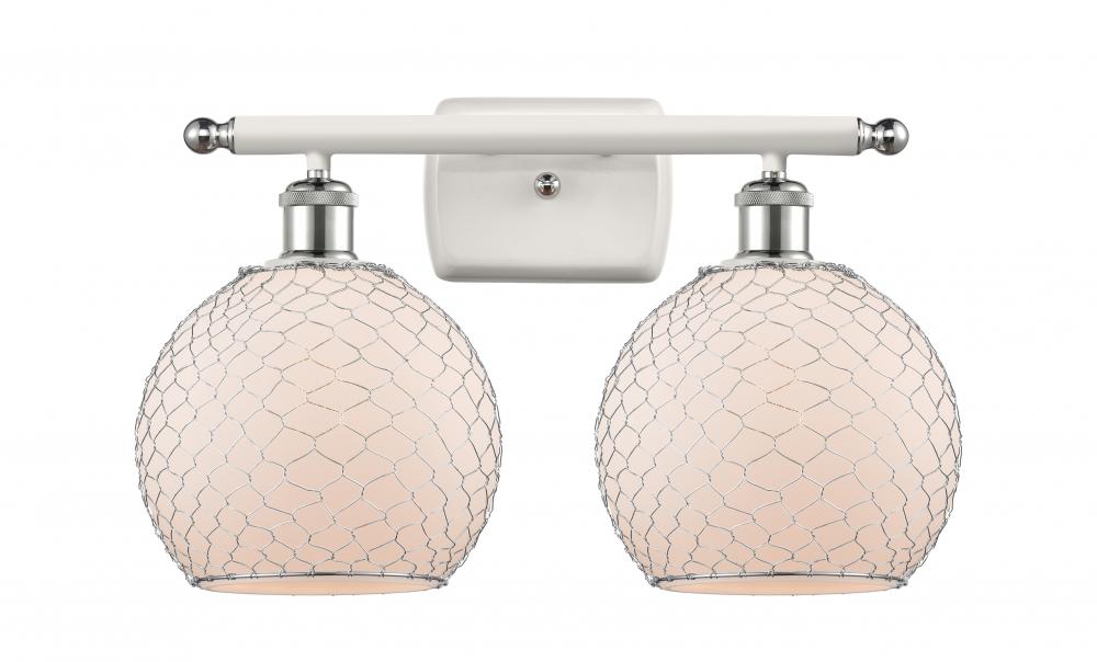 Farmhouse Chicken Wire 2 Light Bath Vanity Light