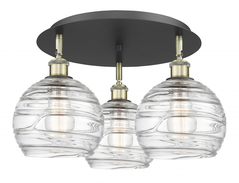 Athens Deco Swirl - 3 Light - 20 inch - Black Antique Brass - Flush Mount